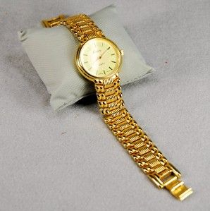 Vintage 18k Gold Electroplated Mens Dress Watch with Watch Band