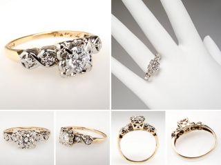 Vintage Transitional Diamond Engagement Ring 14K Gold skubr0035