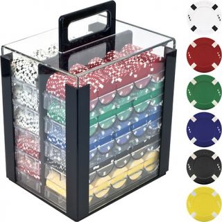 1000 11.5 Gram Texas Holdem Poker Chips with Acrylic Carrier