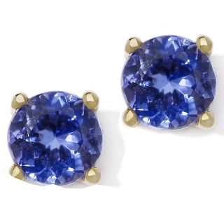 Round Tanzanite Solitaire 14K Gold Stud Earrings   .97ct at