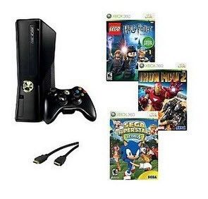 Xbox 360 4GB Console Bundle with 3 Games 6 Fthdmi Cable