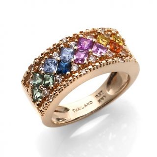 14K Colors of Sapphire and White Zircon Band Ring