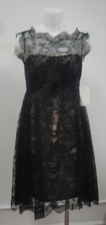 Marchesa Designer Runway Black Lace Cocktail Evening Dress
