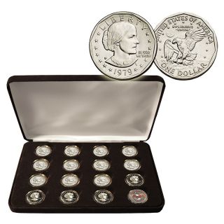 Susan B. Anthony Dollars   Entire 16 Coin Mint Set