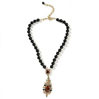  Chic Crystal Accented Black Onyx 16 3/4 Neckl