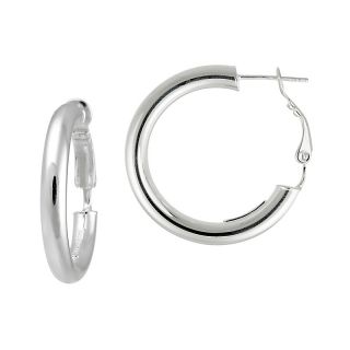 Sterling Silver Set of High Polished Hoop Earrings   1 3/16