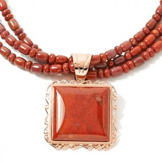  Agate Copper Pendant with 19 Beaded Necklace