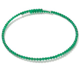  Green Onyx Sterling Silver 17 Collar Necklace