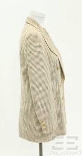 ESCADA Margaretha Ley Beige Tan Wool Houndstooth Blazer Jacket Size 36