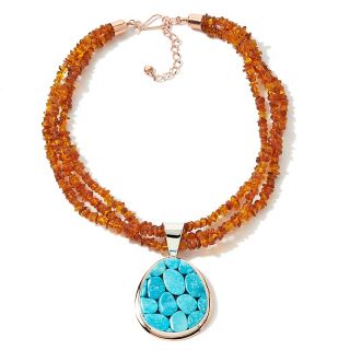  Finds by Jay King Jay King Amber 18 Necklace with Turquoise Pendant