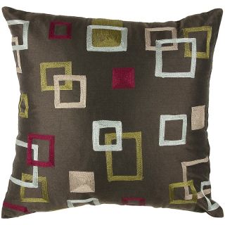 Rizzy Home 18 x 18 Modern Squares Pillow   Brown/Multi Color