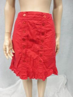 Edme & Esyllte Anthropologie Red Button Detail Ruffly Cotton Skirt M