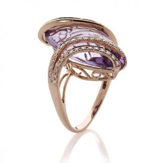  with Carol Brodie 18K Rose Gold 23.37ct Amethyst and Diamond Oval Ring