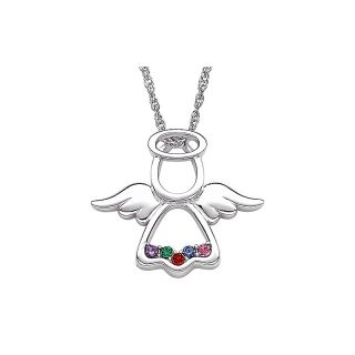  Silver Family Birthstone Color Crystal Angel Pendant with 20 Chain