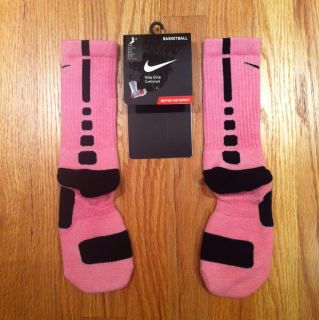 Nike Elite Custom Basketball Socks   Pink w/Black Stripe NWT   Sz M