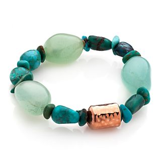 Jay King Turquoise and Green Agate Copper 7 Bracelet