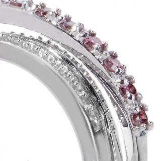 25ct White and Enhanced Raspberry Diamond Sterling Wrap Ring