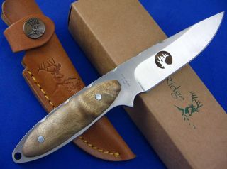 Elk Ridge Fixed Blade Burl Wood Handle Full Tang Hunting Knife w