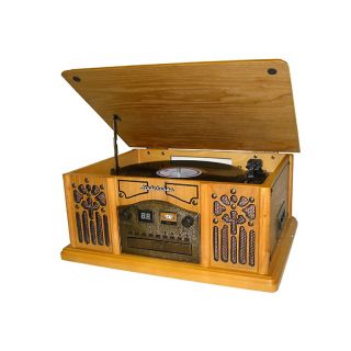 Studebaker Wooden Music Center with Turntable, CD Player, AM/FM Radio
