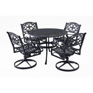 Biscayne Outdoor Dining Set with Swivel Chairs, 48in Table   Black at
