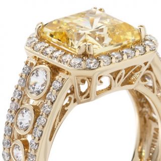 Jean Dousset 4.56ct Absolute Square Canary Frame Ring