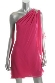 JS Boutique New Pink Embellished One Shoulder Cocktail Dress 10 BHFO