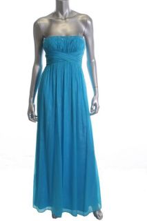 Aidan New Blue Shimmer Embellished Chiffon Strapless Formal Dress Gown