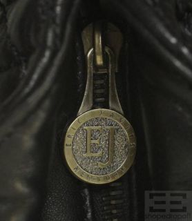 Eric Javits Black Quilted Leather Zip Pocket Shoulder Bag