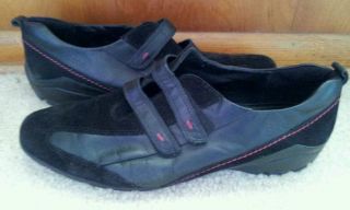 Ecco Black Leather w Red Topstitching Comfort Shoes Sz 41 US Womens 10