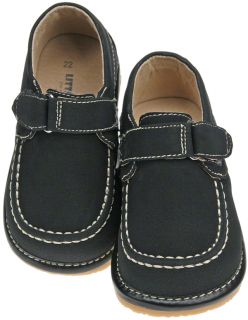 Boys Toddler Nubuck Suede Leather Squeaky Shoes Black