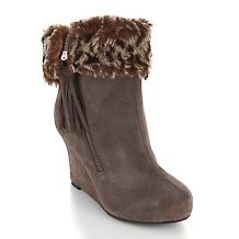 theme suede bootie with tassel and faux fur cuff $ 39 95 $ 109 90