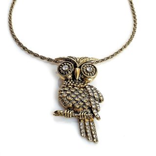  by Iris Apfel Owl on Branch Goldtone Pin/Pendant with 30&