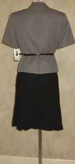 Evan Picone SS Black Multi Belted Skirt Suit Sz 12P $200