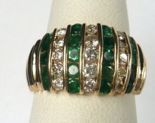 Effy Collection BH14K Gold 1 50 Ct Natural Emerald Diamond Wide Band