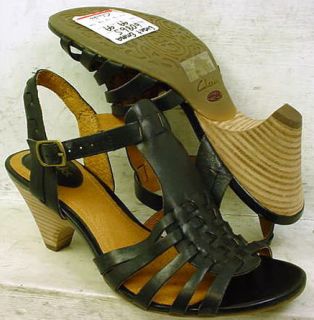 NEW Clarks Artisan Womens Evant Emma Black Leather Sandals Shoes 60865