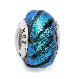 Charming Silver Inspirations Sterling Silver Metallic Blue and Black