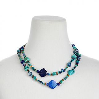  by Jay King Jay King Turquoise, Lapis and Amber 42 Beaded Necklace