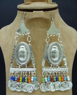 Belly Dance Egyptian Scarab Metal Coin Tribal Earrings Jewelry Hand