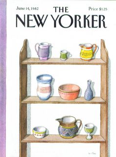 New Yorker Cover Le Tan Shelf of Mochaware 6 14 1982