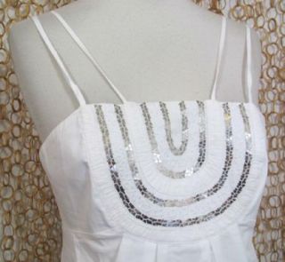 BCBG MAXAZRIA Womens Gorgeous White Empire Waist Embellished Dress Sz