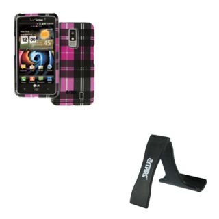 EMPIRE Pink Plaid Hard Case Cover + Cell Phone Stand for LG Spectrum