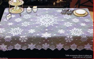 Snow Flake Snowflakes Lace Tablecloth White 52 x 70 Lace Table Cloth