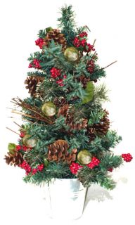 Decorated Pre Lit Christmas Tree Red Winter Berries Cabin Lodge Theme