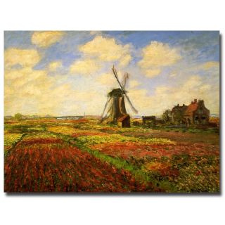 Claude Monet Tulips in a Field Canvas Art Giclée Print
