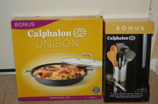 New Calphalon 12 Unison Everyday Cookware Pan Set w/ Lid Utensil Set
