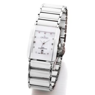 Croton Ladies Stainless Steel and White Ceramic Bracelet Watch