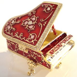 Grand Piano Jeweled Trinket Box—Swarovski Crystals—18K Goldplating