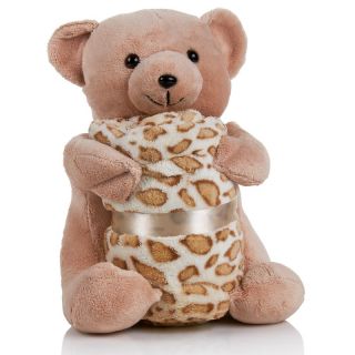 Concierge Collection So Soft & Cozy Animal Print Throw and Plush Bear