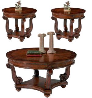 Victorian Cherry and Mahogany Round Occasional Coffee End Table Set