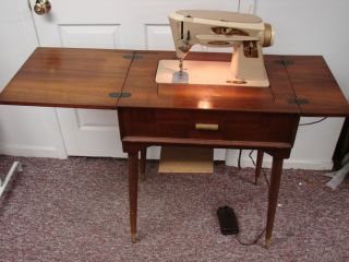 Vtg Singer Sewing Machine Table Set 1960s Retro Space Age Classic